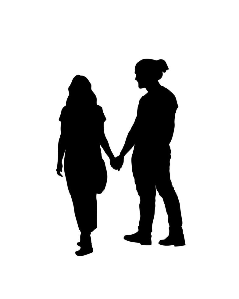 romantique couple vecteur illustration de une silhouette de une aimant couple