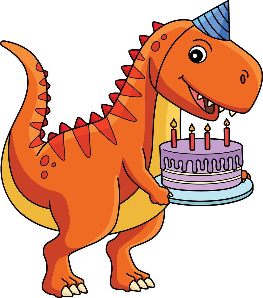 t Rex avec content anniversaire dessin animé coloré clipart vecteur