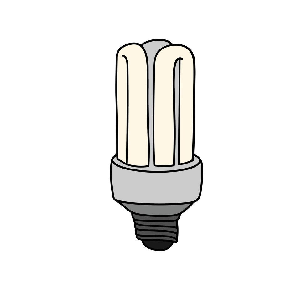 contour fluorescent ampoule dans griffonnage style isolé sur blanc Contexte. main tiré vecteur art