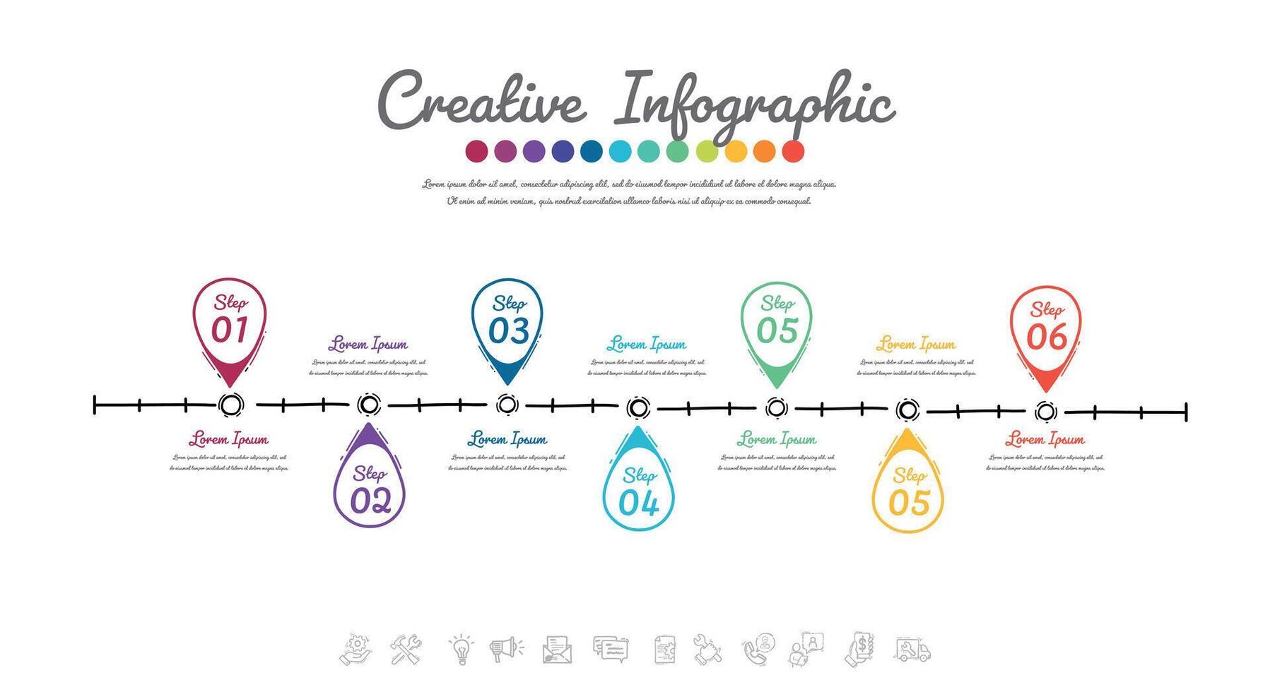 chronologie infographie modèle avec 6 choix, vecteur infographie conception et présentation entreprise.