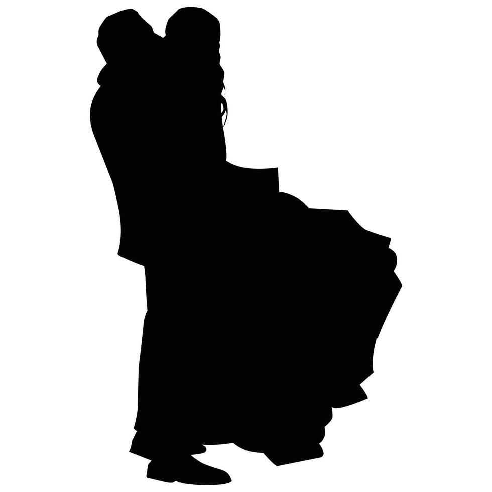 vecteur, isolé silhouette de le la mariée et jeune marié vecteur