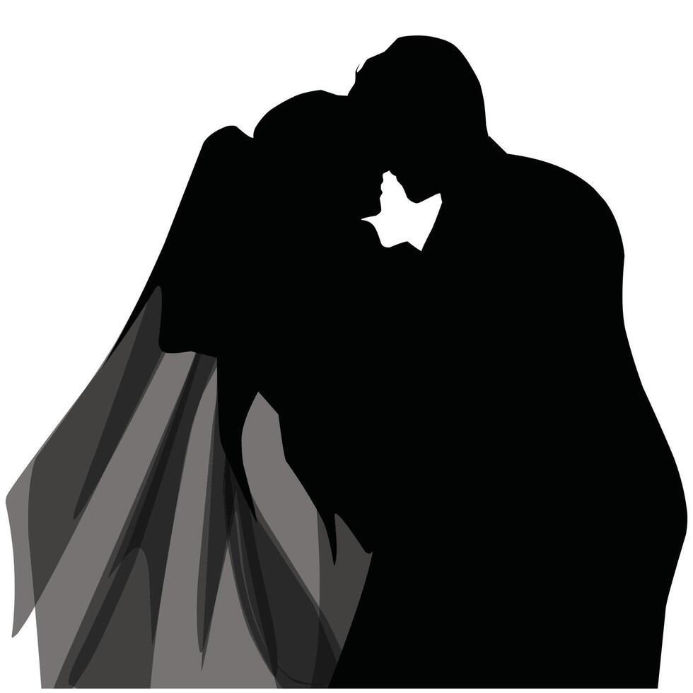 vecteur, isolé silhouette de le la mariée et jeune marié vecteur