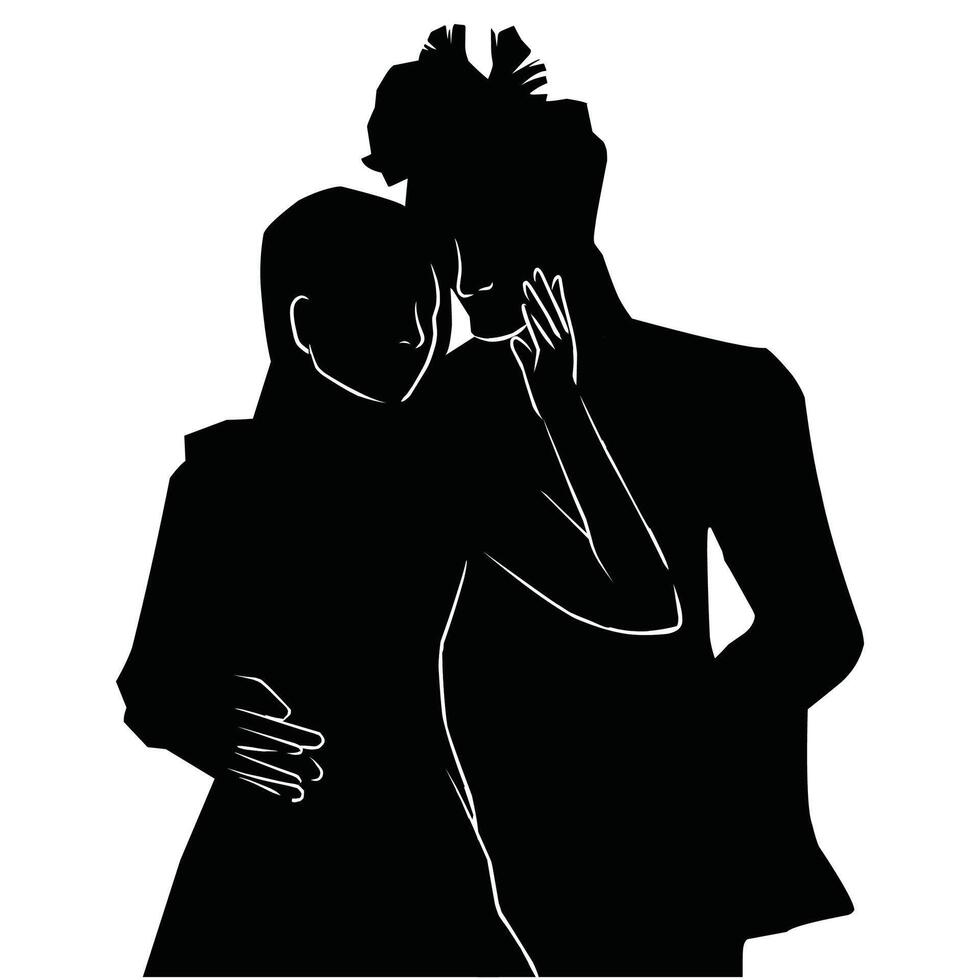 vecteur, isolé silhouette de le la mariée et jeune marié vecteur