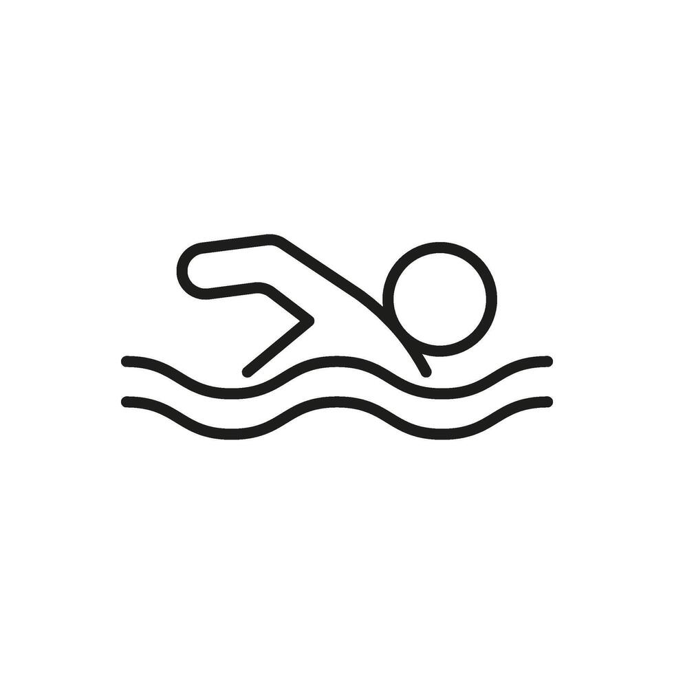 nager dans eau, ligne icône. nageur dans piscine, rivière, lac, mer, océan vecteur contour illustration