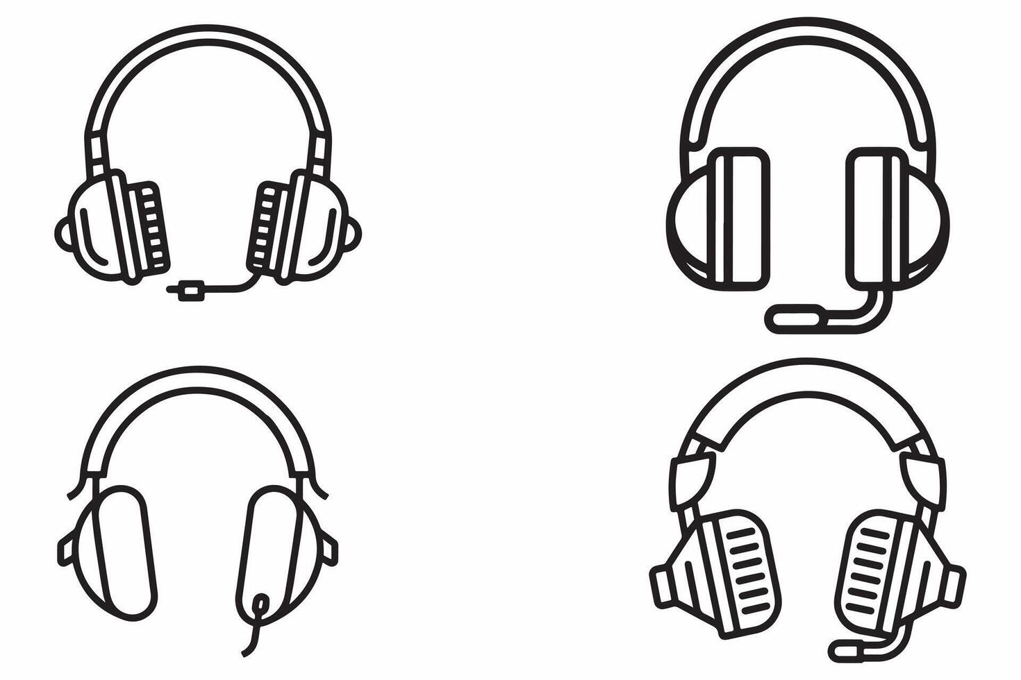 écouteurs ensemble contour vecteur illustration sur blanc Contexte