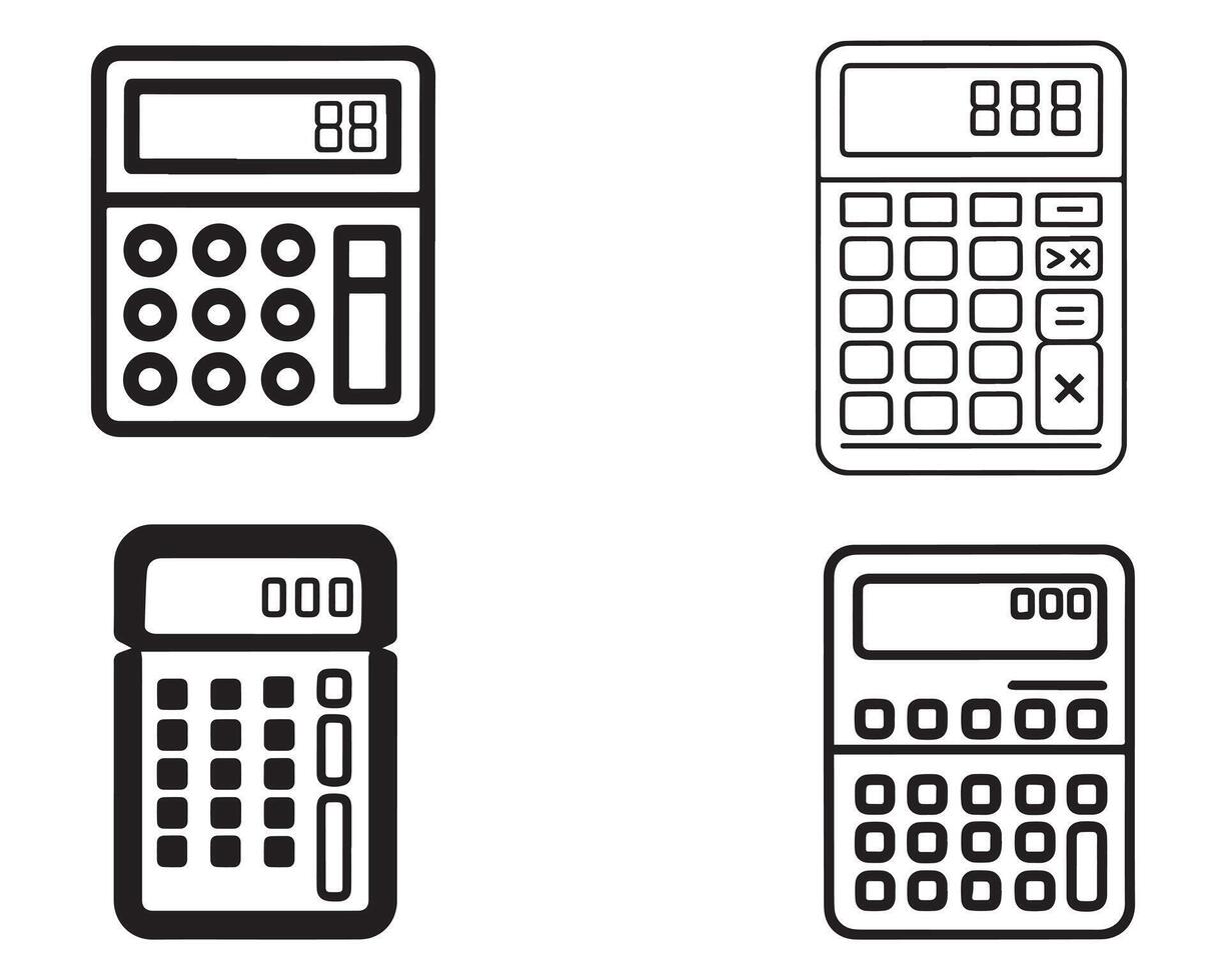 poche calculatrice griffonnage esquisser sur blanc Contexte vecteur