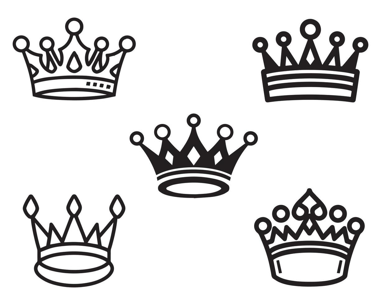 Royal couronne symbole collection vecteur sur blanc Contexte Stock illustration