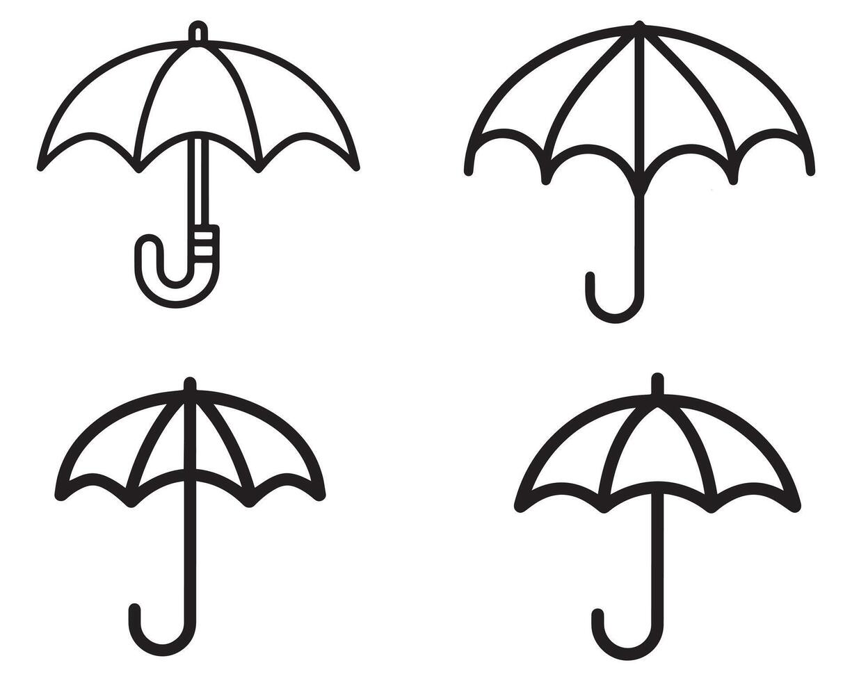 parapluie pluie protection vecteur icône ensemble vecteur sur blanc Contexte illustration