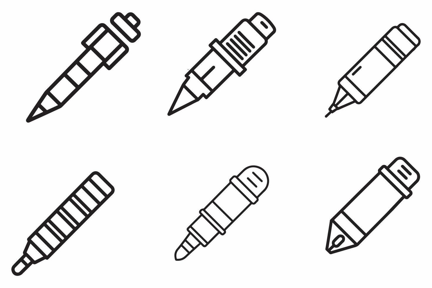 ensemble de à bille stylo contour vecteur illustration sur blanc Contexte