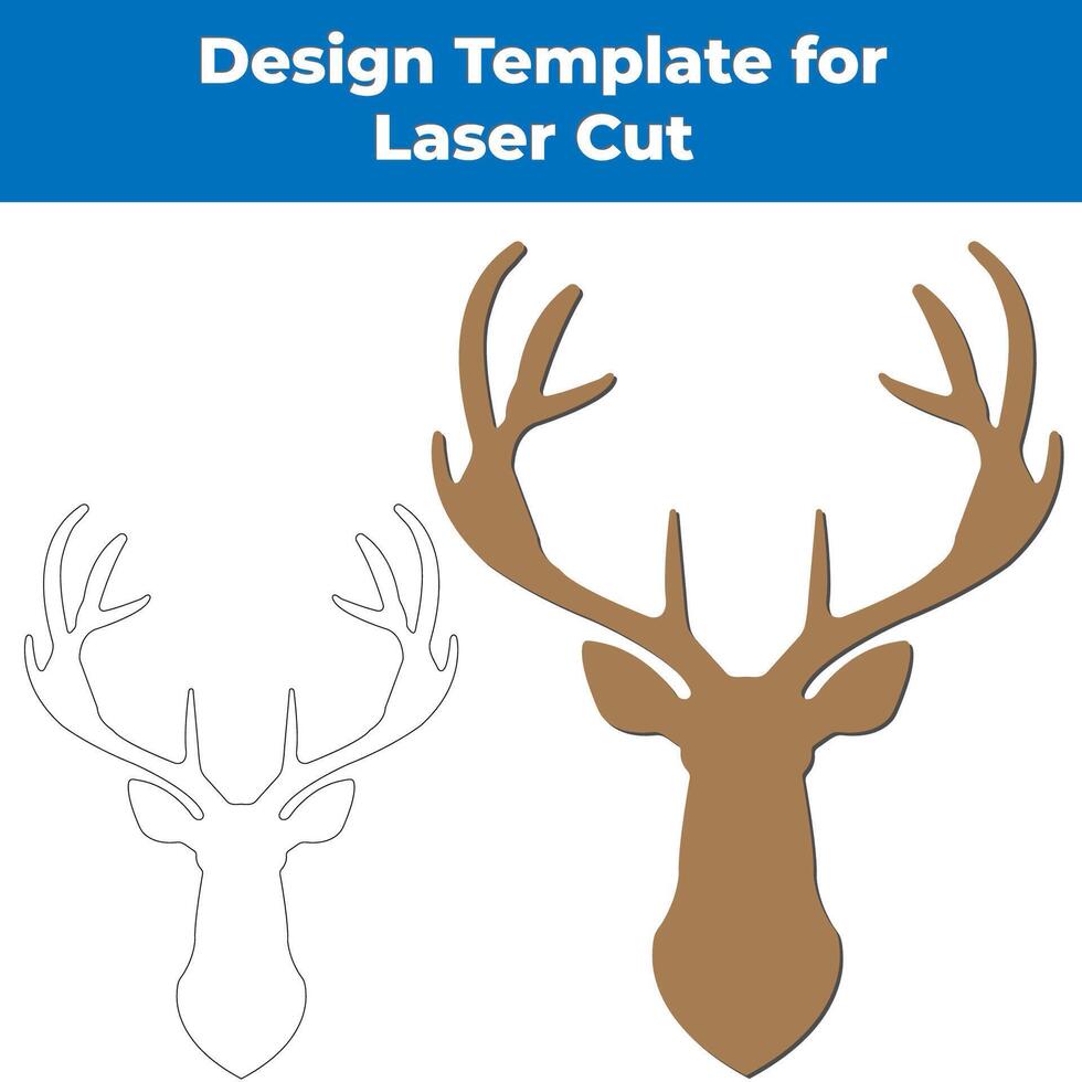 en bois cerf laser Couper conception élément dans vecteur eps