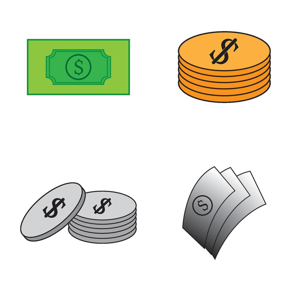 argent icône logo vecteur conception modèle