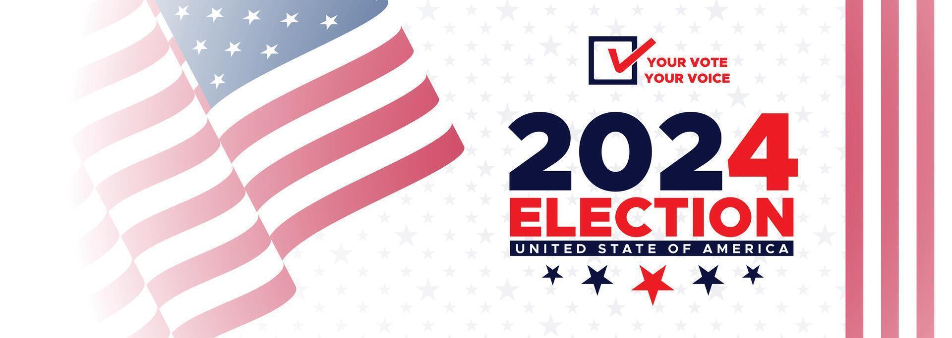 présidentiel élection journée dans le uni États. voter 2024. élection 2024 Etats-Unis. politique élection campagne bannière. arrière-plan, poste, bannière, carte, et affiche conception avec voter journée sur novembre 5 nous vecteur