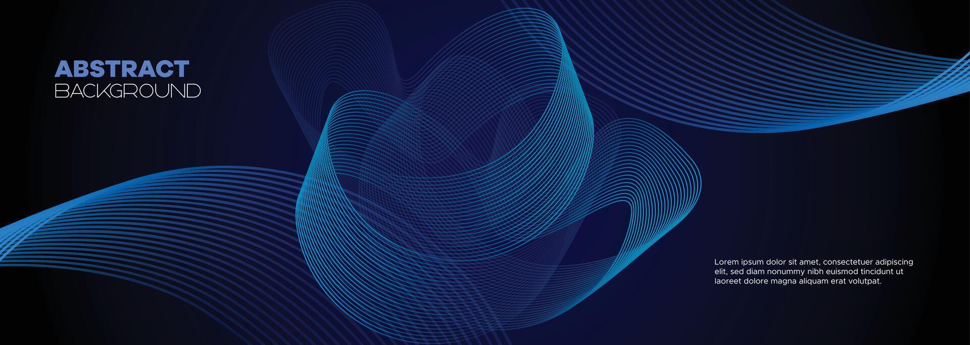 foncé bleu abstrait bannière Contexte avec embrasé géométrique cercles lignes. moderne marine bleu pente brillant lignes modèle et futuriste La technologie la toile Contexte pour brochure, couverture, affiche, entête vecteur