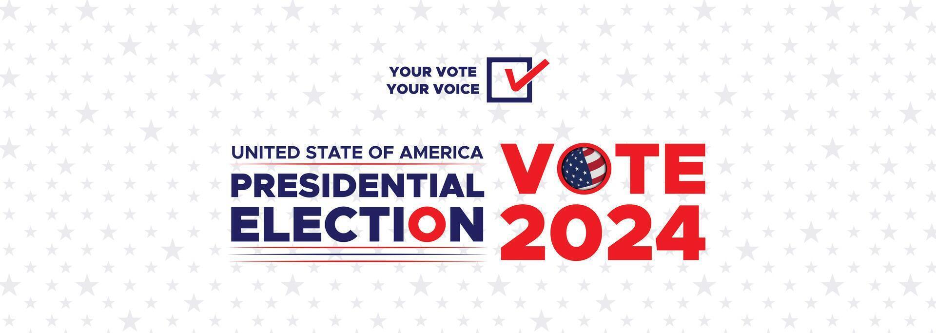 présidentiel élection journée dans le uni États. voter 2024. élection 2024 Etats-Unis. politique élection campagne bannière. arrière-plan, poste, bannière, carte, et affiche conception avec voter journée sur novembre 5 nous vecteur