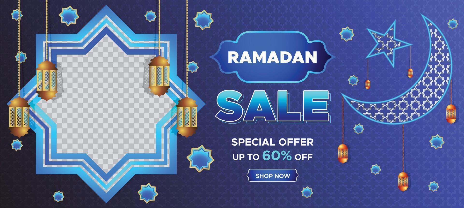 Ramadan kareem super vente la toile bannière Contexte avec Vide espace pour le photo. Ramadan gros vente promotion affiche et social médias poste. élégant islamique spécial promotion bannière conception modèle vecteur