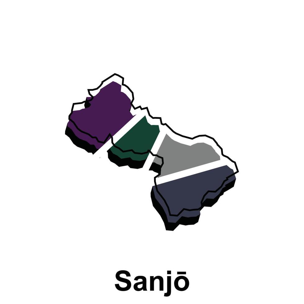 carte ville de sanjo coloré conception avec contour logo pour votre entreprise vecteur