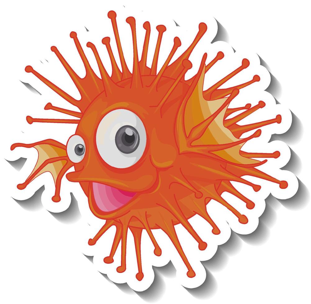 autocollant de dessin animé d'animal de mer de poisson-lion vecteur
