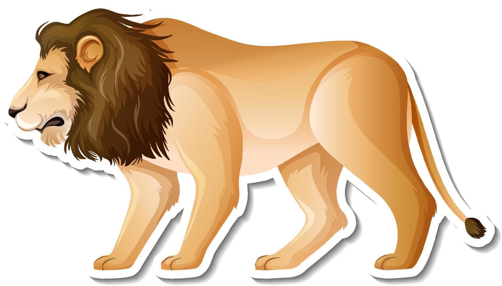 un modèle d'autocollant de personnage de dessin animé de lion vecteur