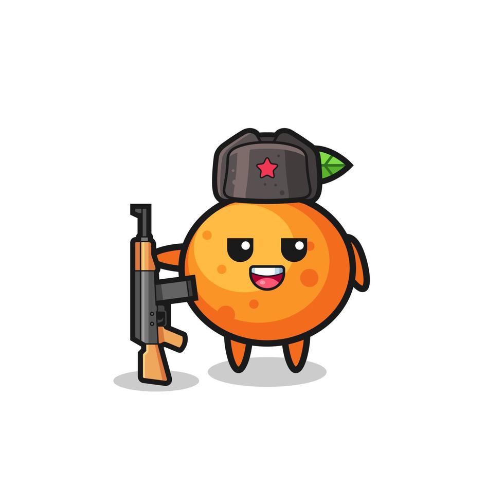 dessin animé mignon mandarine comme armée russe vecteur