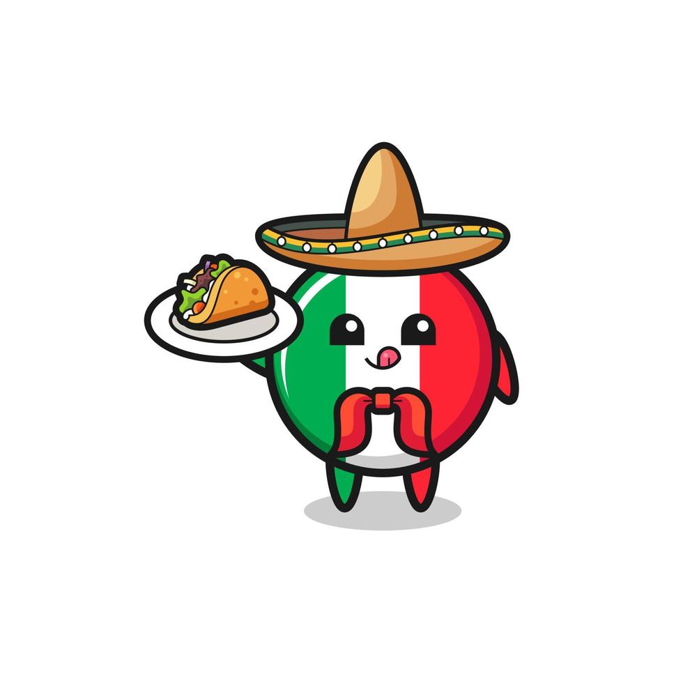 drapeau italie, chef mexicain, mascotte, tenue, a, taco vecteur