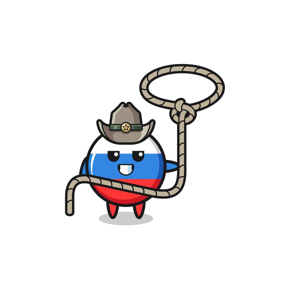 le cowboy de drapeau de la russie avec la corde de lasso vecteur