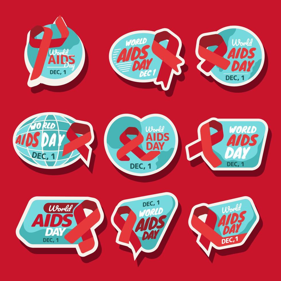 collection d'insignes de la journée mondiale du sida vecteur