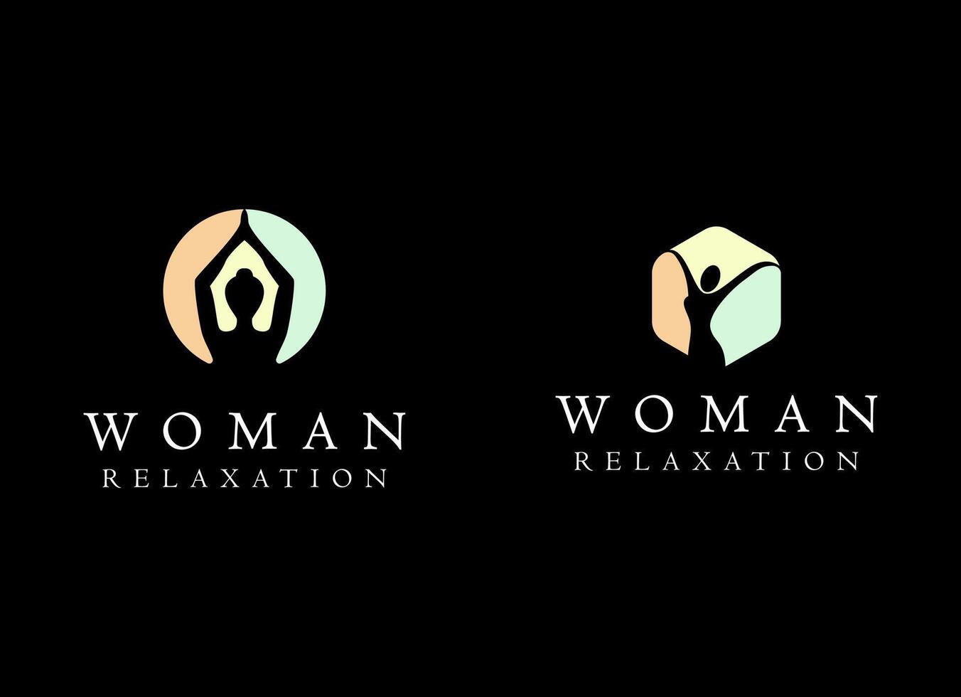 coloré silhouette femme bien-être, succès, habilité et santé logo conception vecteur