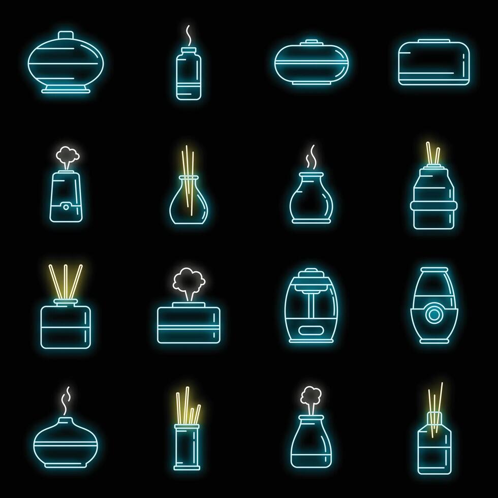 diffuseur assainisseur Icônes ensemble vecteur néon