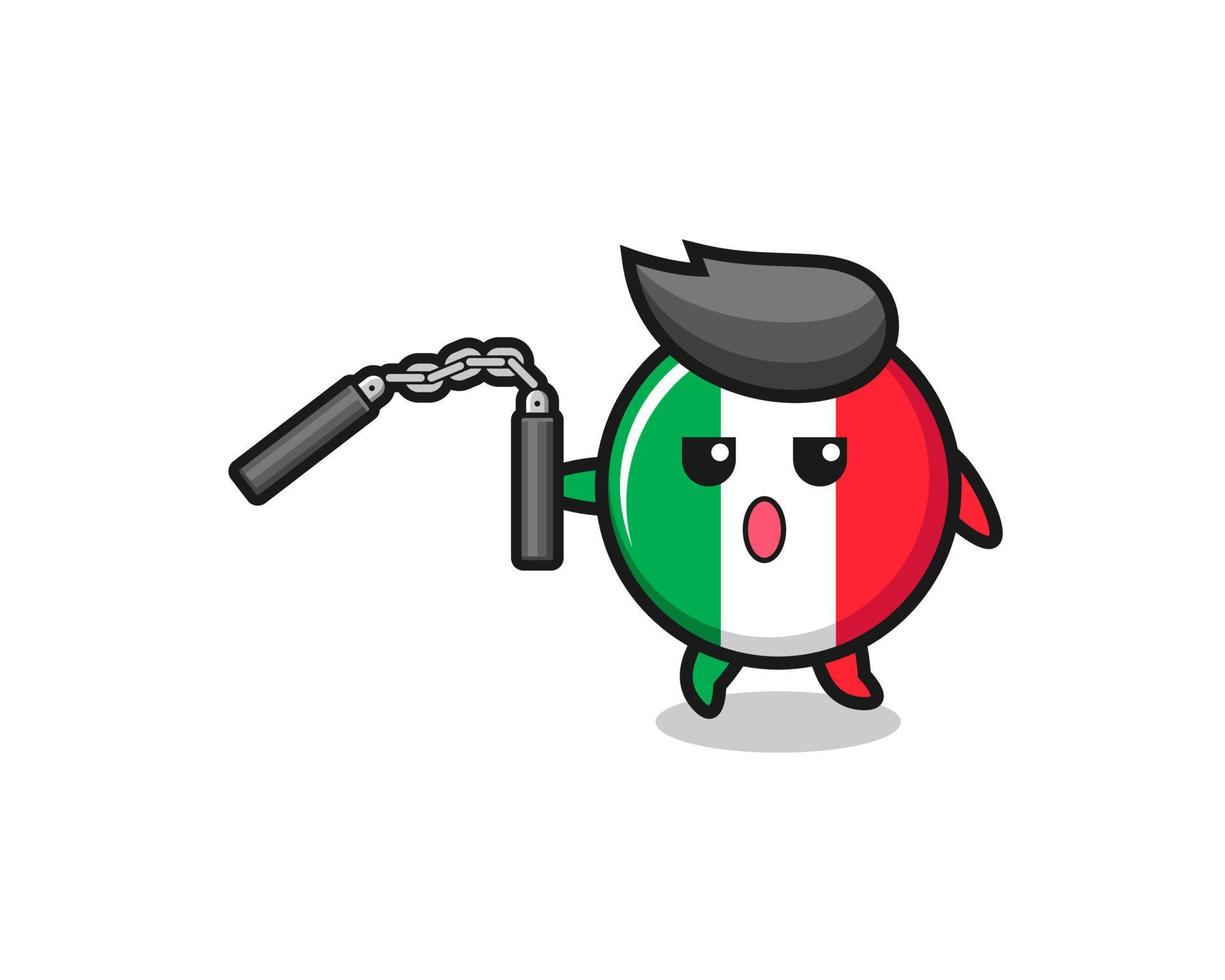 dessin animé du drapeau de l'italie à l'aide du nunchaku vecteur