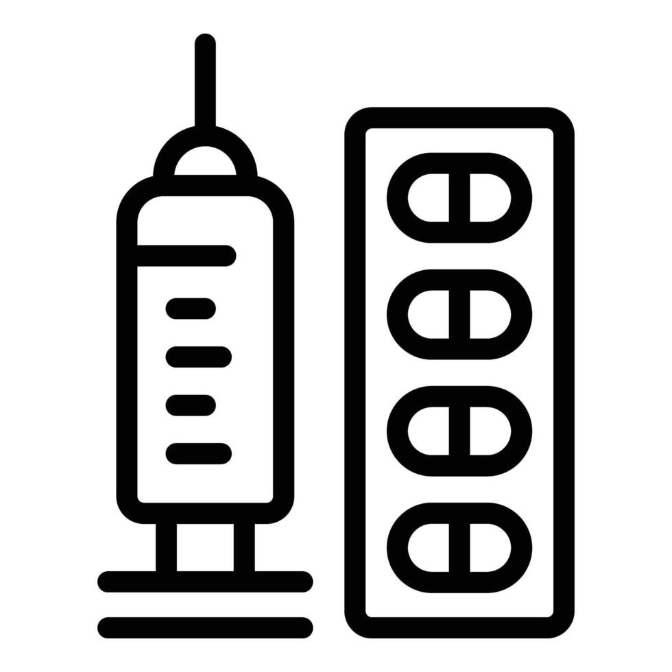 médical seringue pilules icône contour vecteur. visite médecin vecteur