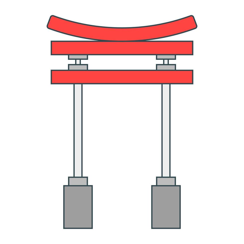 traditionnel rouge et noir tori portail. entrée porte à le temple. conception dans dessin animé style éléments. vecteur illustration