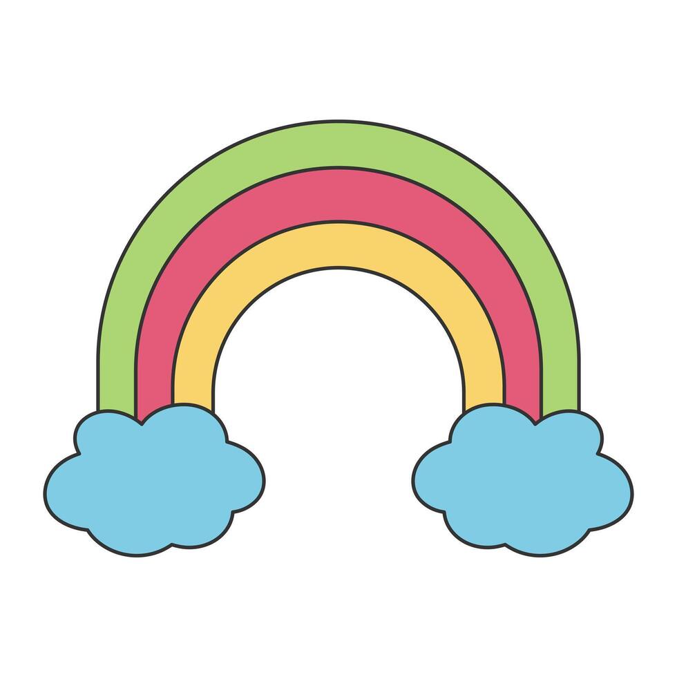 arc en ciel et des nuages sur blanc Contexte plat conception vecteur