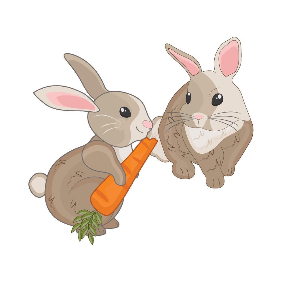 illustration de lapin avec carotte vecteur