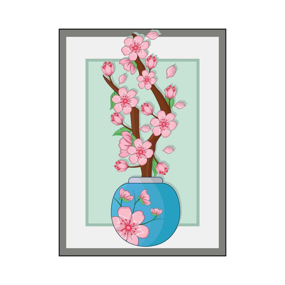 illustration de Cerise fleur vase vecteur