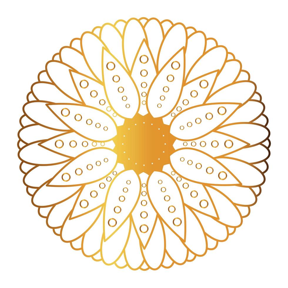 mandala d'or avec dessin vectoriel en forme de fleur