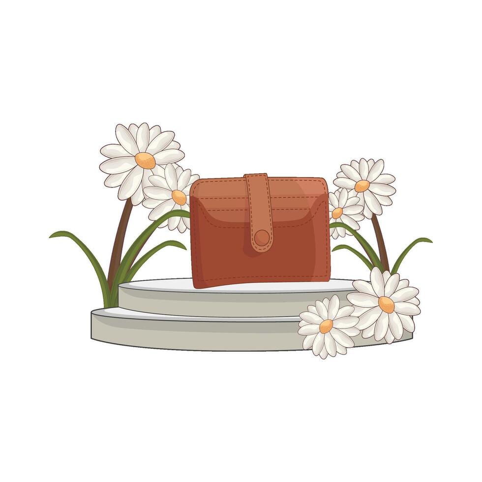 illustration de portefeuille avec fleur vecteur