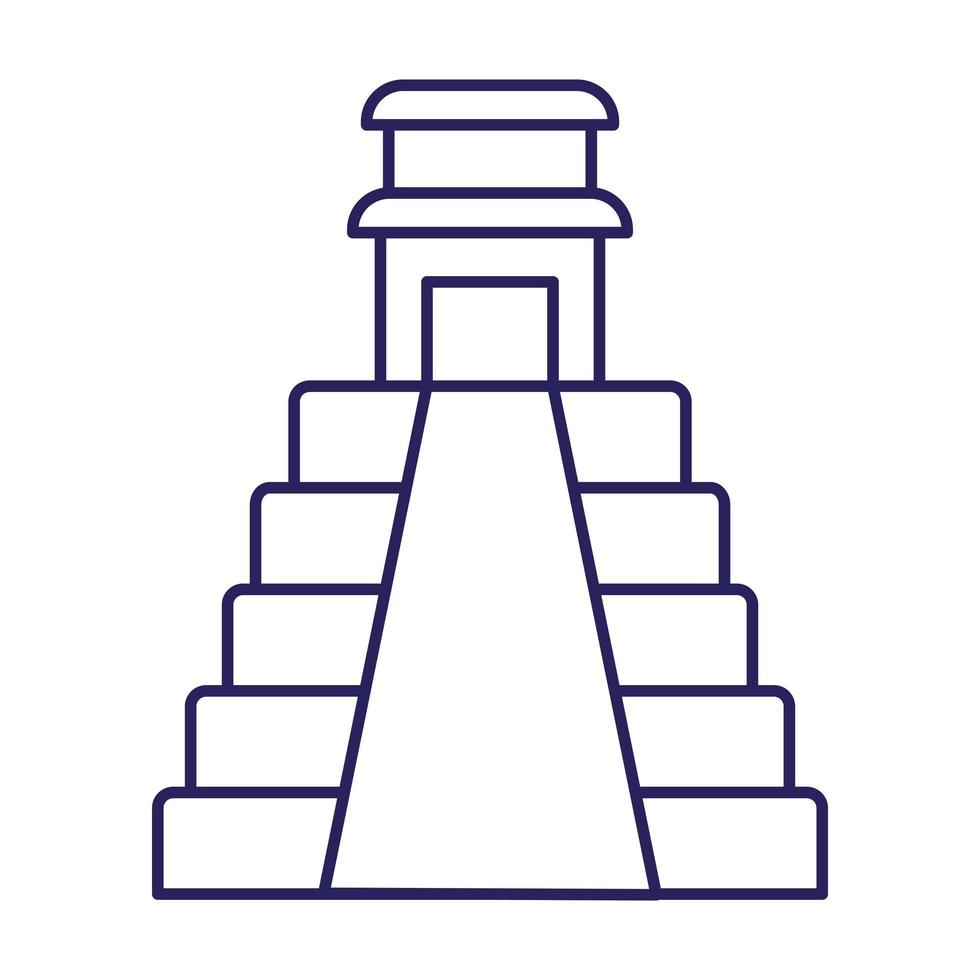 conception de vecteur d'icône de style de ligne pyramide mexicaine
