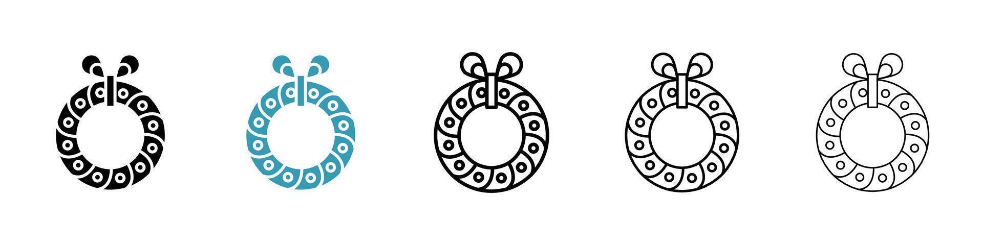 icône de couronne de Noël vecteur