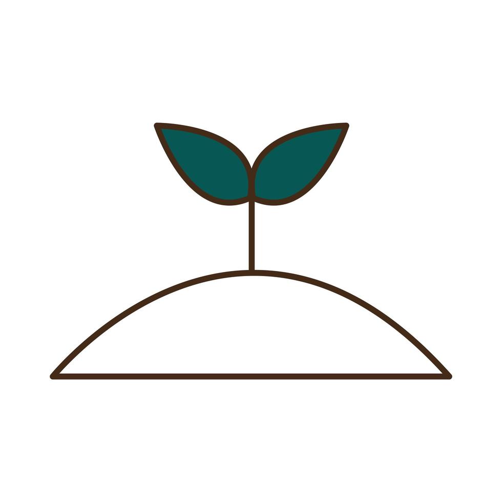 plante sur la ligne de terre et la conception de vecteur d'icône de style de remplissage