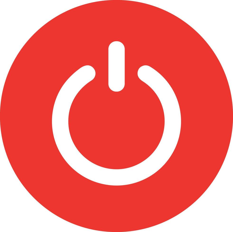 Puissance commutateur icône. début et fermer ordinateur bouton. rouge symbole de et sur. signe commutateur pour conception impressions. plat cercle pictogramme. silhouette rond énergie panneaux. vecteur illustration