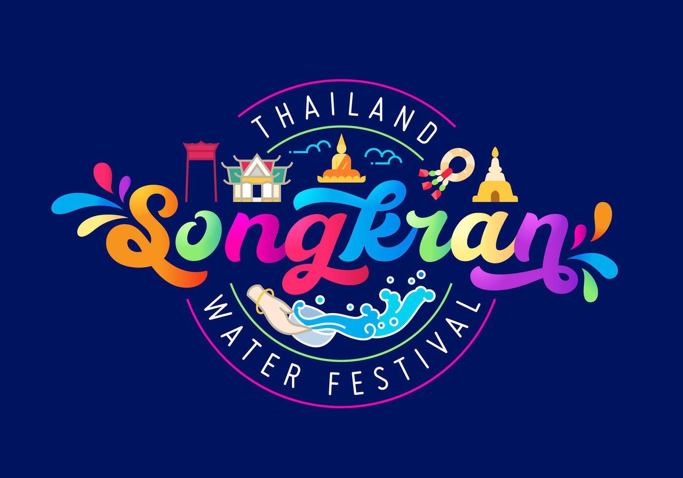 Songkran bannière coloré fête concept vecteur illustration