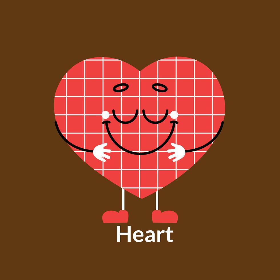 dessin animé cœur personnage Faire côté pliez étendue exercice pour conception vecteur