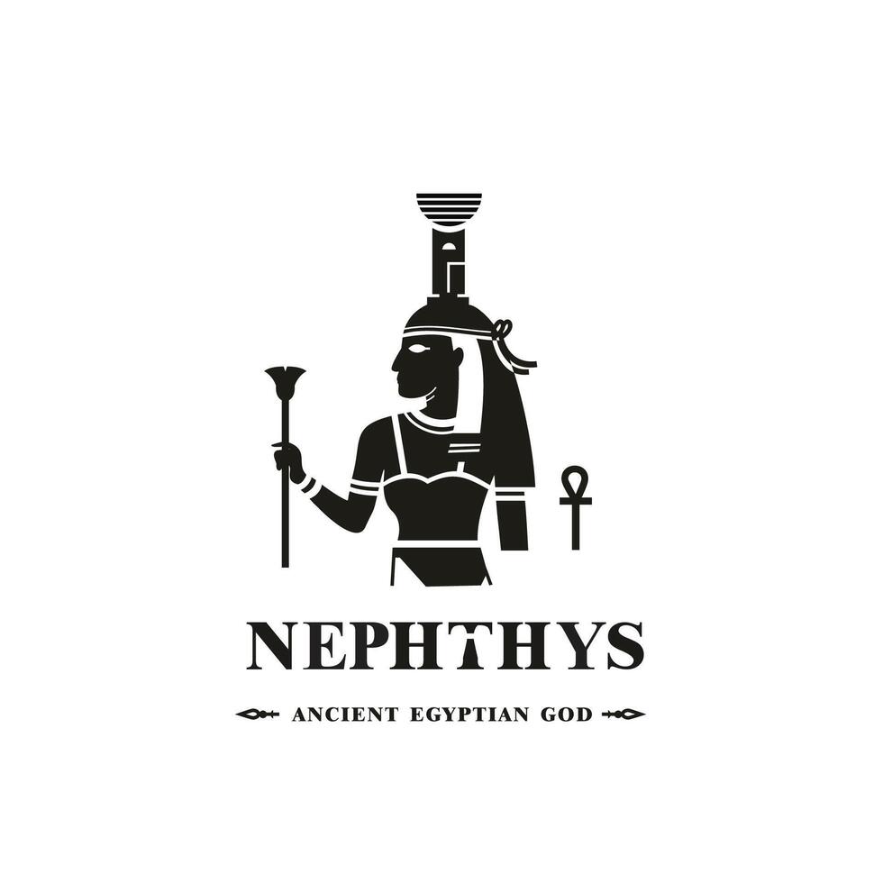 ancien égyptien Dieu nephthys silhouette, milieu est Dieu logo vecteur