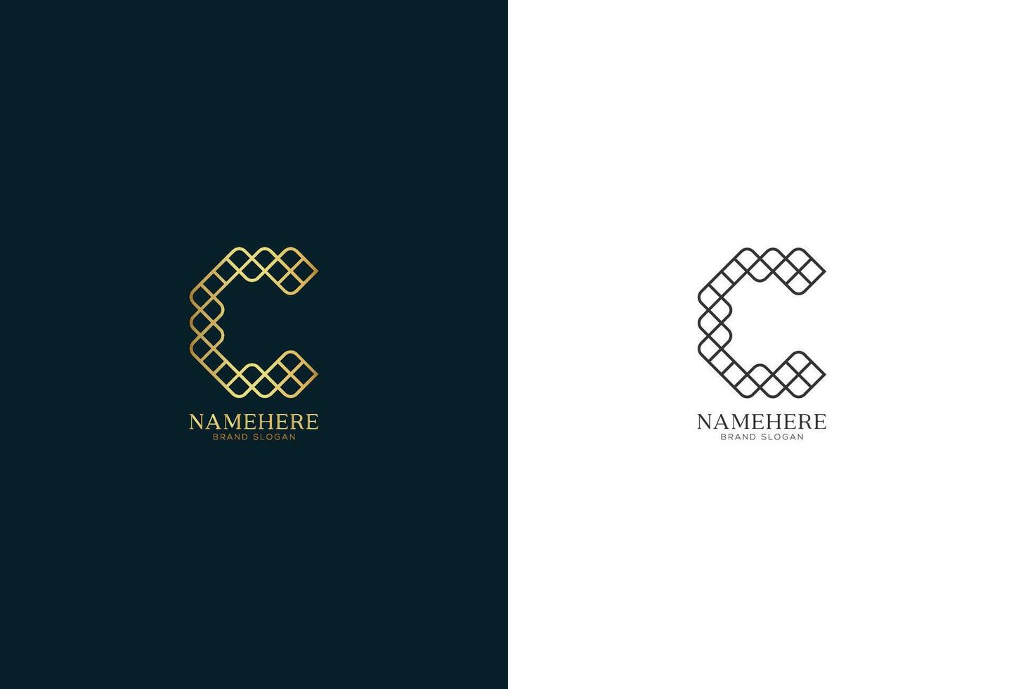 c logo luxe avec d'or et noir Couleur vecteur