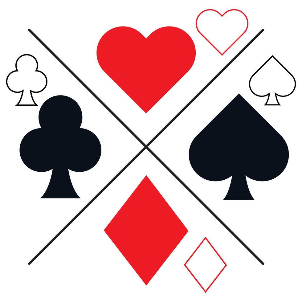 poker en jouant cartes costume ensemble vecteur symboles illustration.