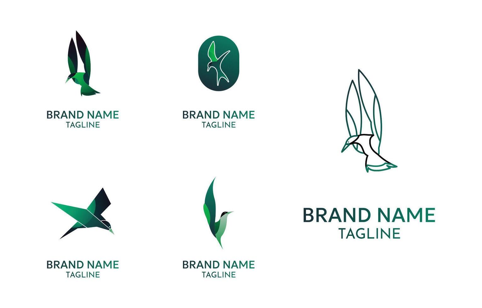 vert oiseau logo collection vecteur