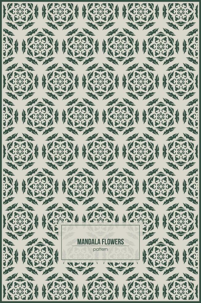 magnifique fleurs modèle avec vert mandala style vecteur