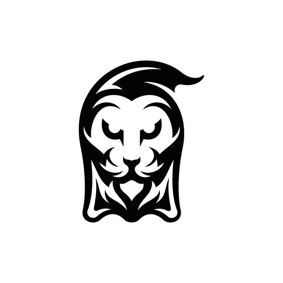 Lion fantôme visage logo, Lion mal logo conception, vecteur illustration modèle