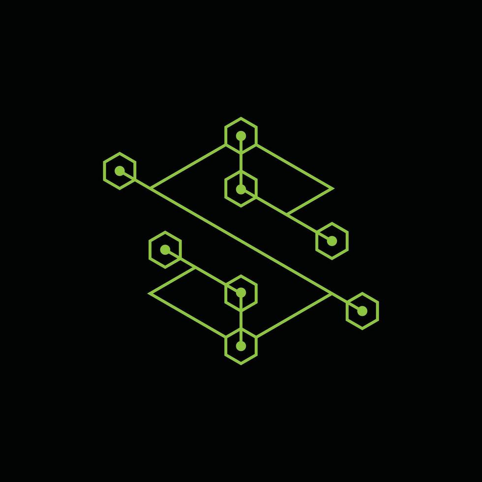 lettre s technologie blockchain ligne logo, La technologie logo vecteur conception modèle, adapté pour votre entreprise