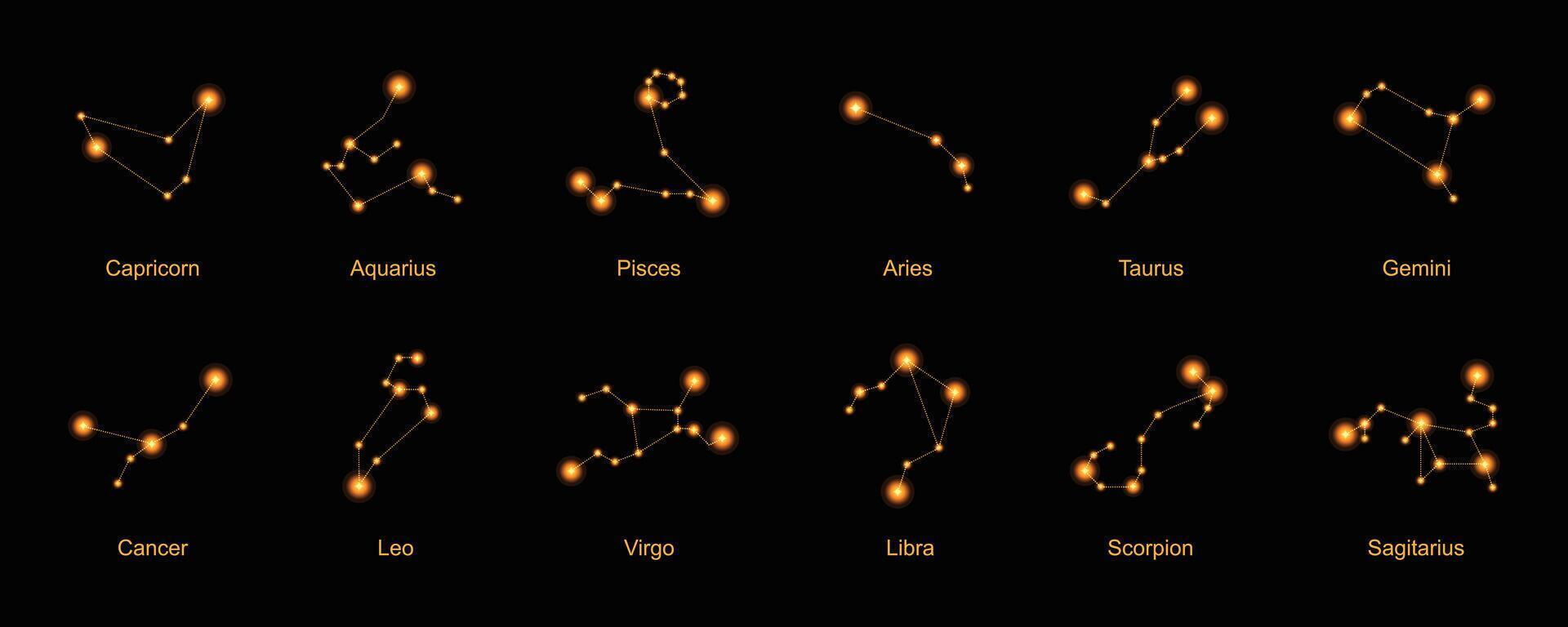 collection de étoile constellations avec des noms vecteur